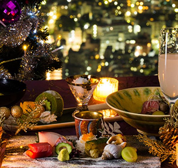 クリスマス懐石「天空」の料理と夜景